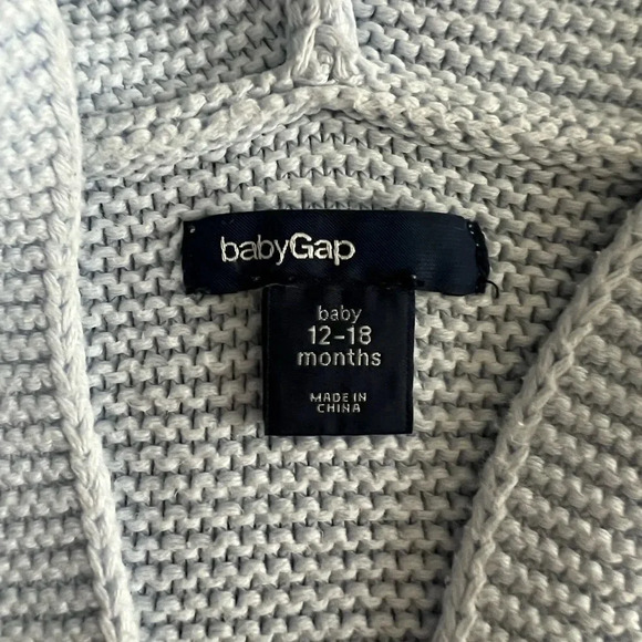 Baby Gap Light Blue Brennan Knit Bear Ear Hooded Sweater - Picture 3 of 6